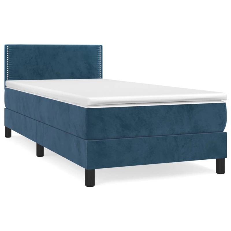 vidaXL Boxspringbett mit Matratze Dunkelblau 90x190 cm Samt1537727 von VIDAXL