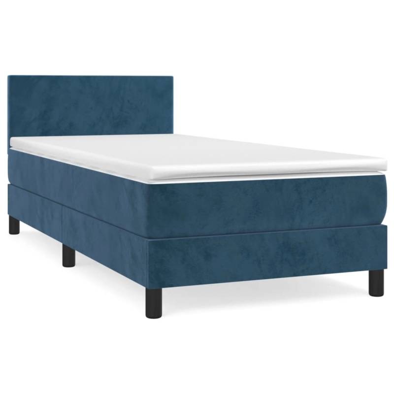 vidaXL Boxspringbett mit Matratze Dunkelblau 90x190 cm Samt1537735 von VIDAXL