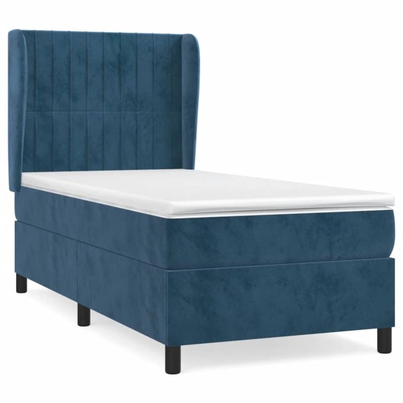vidaXL Boxspringbett mit Matratze Dunkelblau 90x200 cm Samt1372712 von VIDAXL