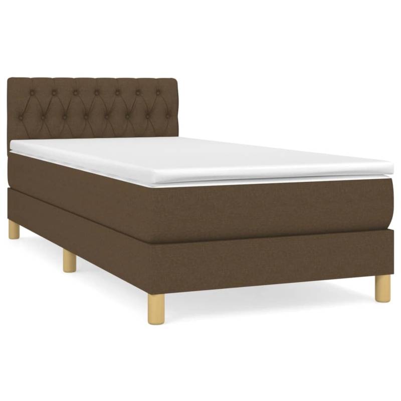 vidaXL Boxspringbett mit Matratze Dunkelbraun 100x200 cm Stoff1366937 von VIDAXL