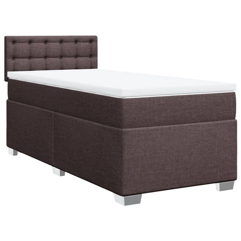 vidaXL Boxspringbett mit Matratze Dunkelbraun 100x200 cm Stoff2100389 von VIDAXL