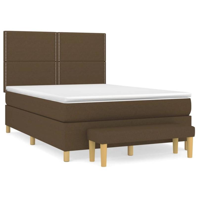 vidaXL Boxspringbett mit Matratze Dunkelbraun 140x190 cm Stoff1393058 von VIDAXL