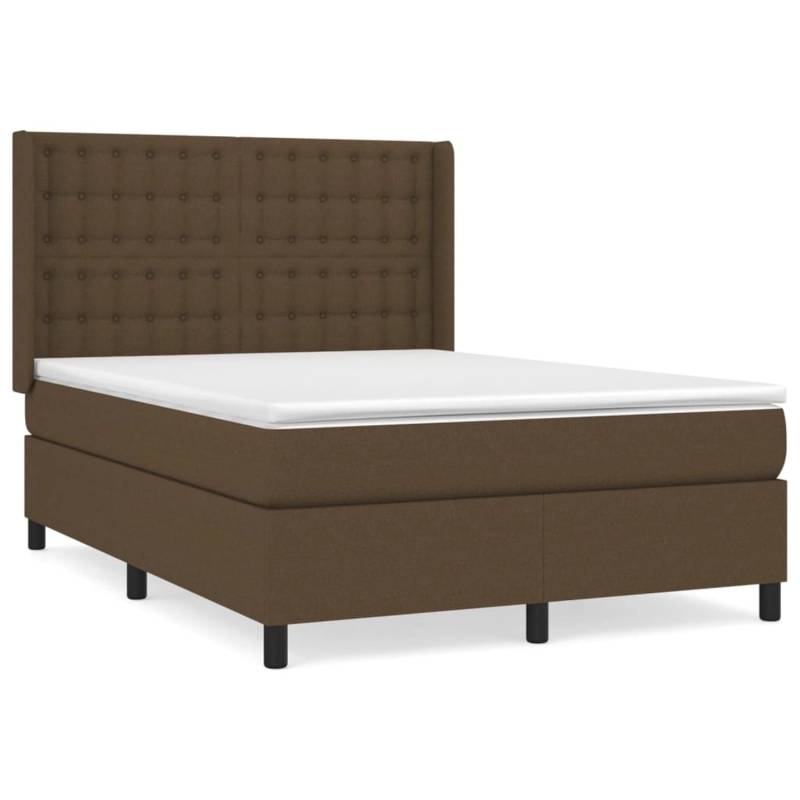 vidaXL Boxspringbett mit Matratze Dunkelbraun 140x190 cm Stoff1468370 von VIDAXL