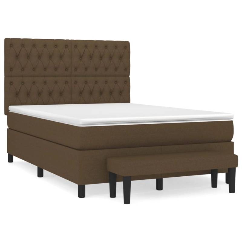 vidaXL Boxspringbett mit Matratze Dunkelbraun 140x190 cm Stoff1468729 von VIDAXL