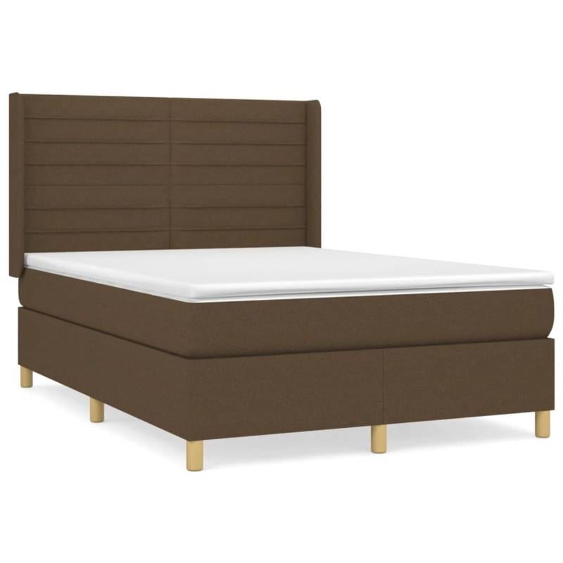 vidaXL Boxspringbett mit Matratze Dunkelbraun 140x200 cm Stoff1367559 von VIDAXL