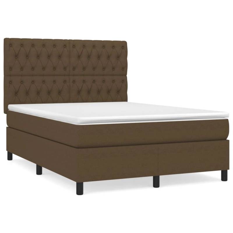 vidaXL Boxspringbett mit Matratze Dunkelbraun 140x200 cm Stoff1367693 von VIDAXL