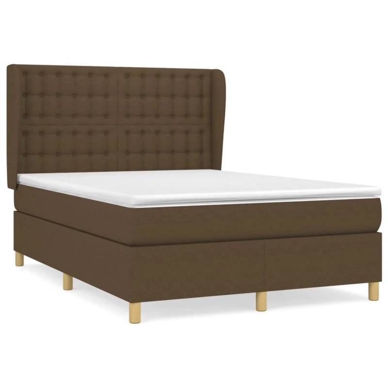 vidaXL Boxspringbett mit Matratze Dunkelbraun 140x200 cm Stoff1372677 von VIDAXL