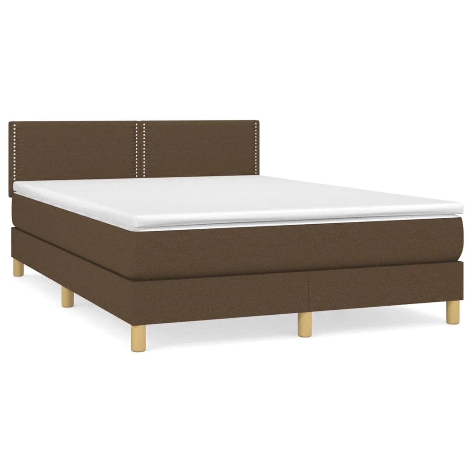 vidaXL Boxspringbett mit Matratze Dunkelbraun 140x200 cm Stoff1377967 von VIDAXL