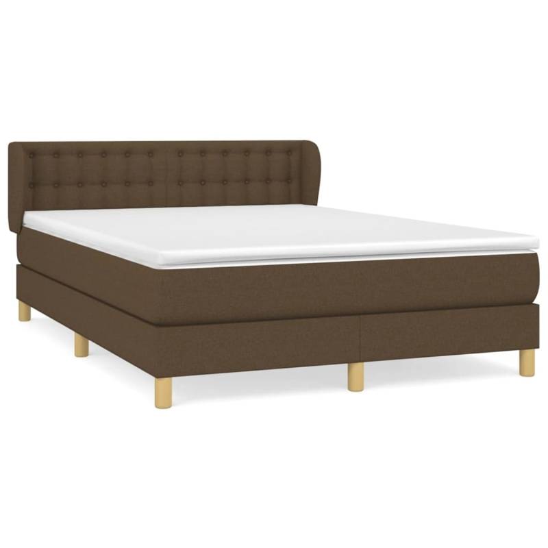 vidaXL Boxspringbett mit Matratze Dunkelbraun 140x200 cm Stoff1377969 von VIDAXL