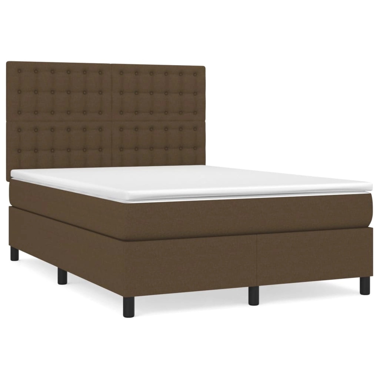 vidaXL Boxspringbett mit Matratze Dunkelbraun 140x200 cm Stoff1397948 von VIDAXL