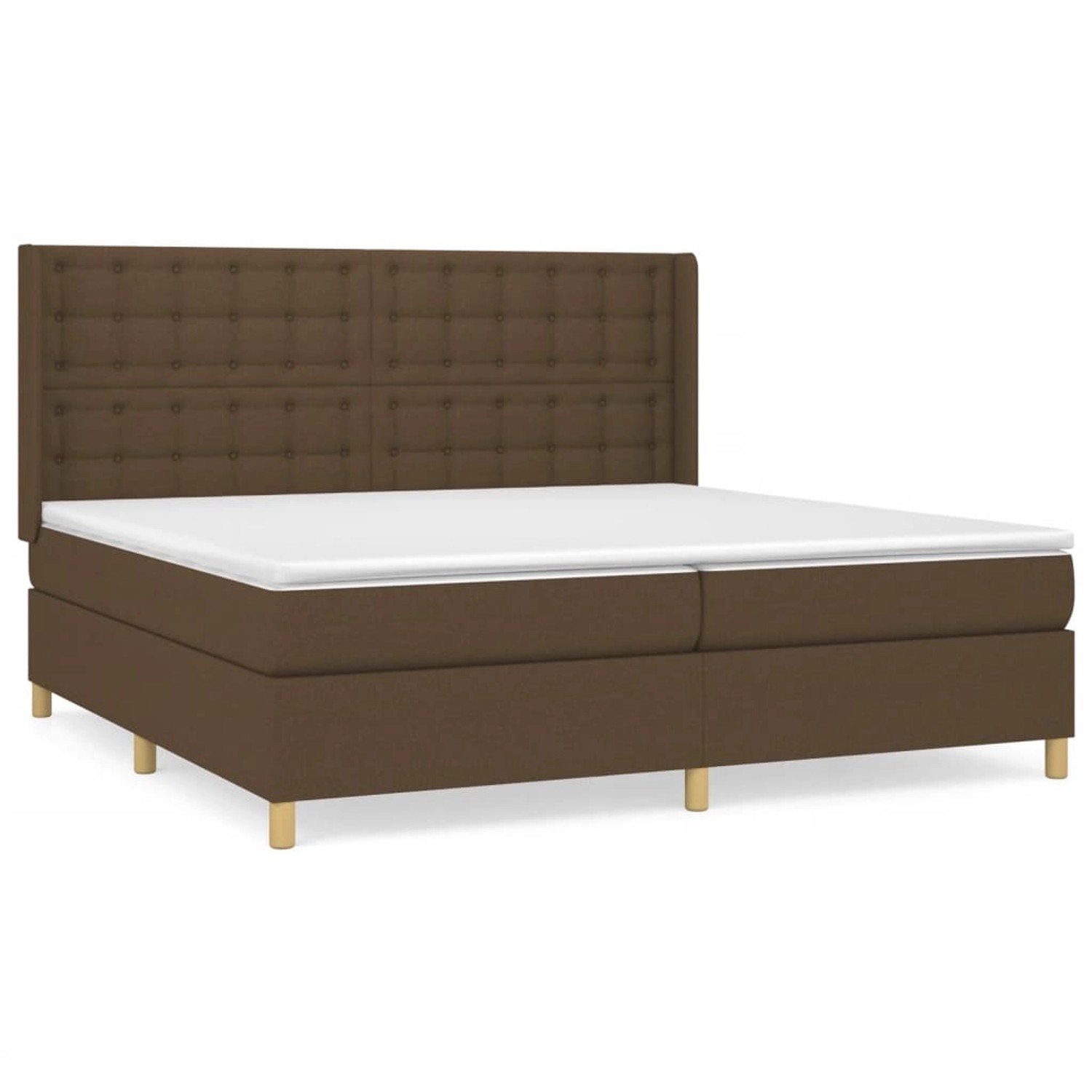 vidaXL Boxspringbett mit Matratze Dunkelbraun 200x200 cm Stoff1378396 von VIDAXL