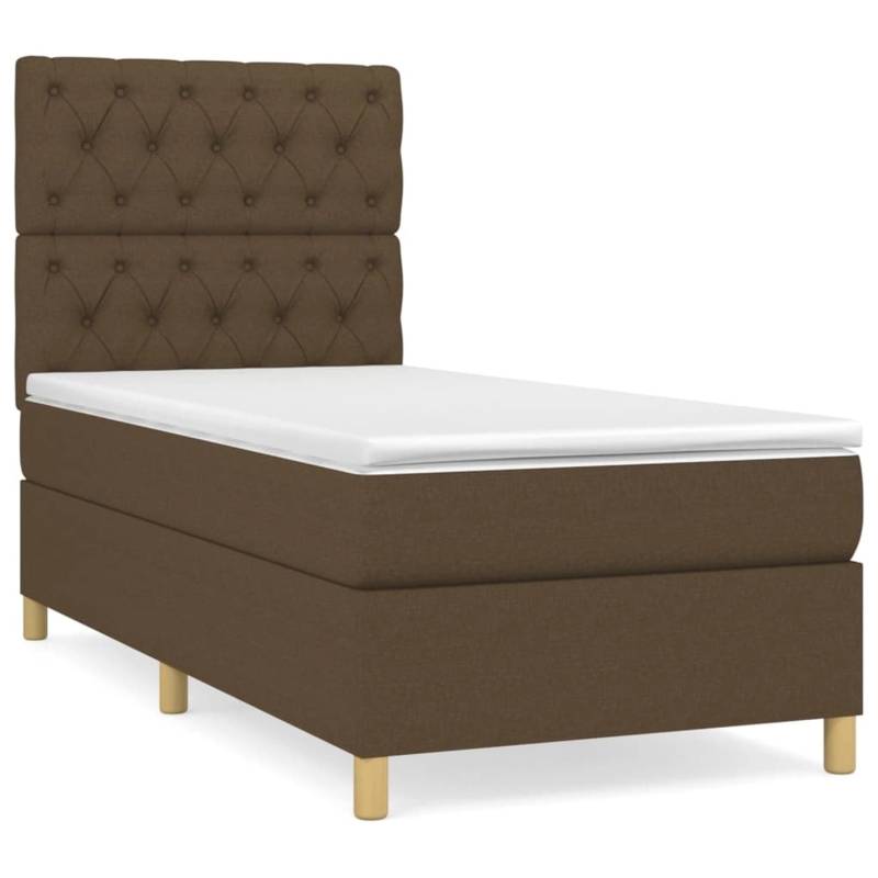 vidaXL Boxspringbett mit Matratze Dunkelbraun 80x200 cm Stoff1358755 von VIDAXL