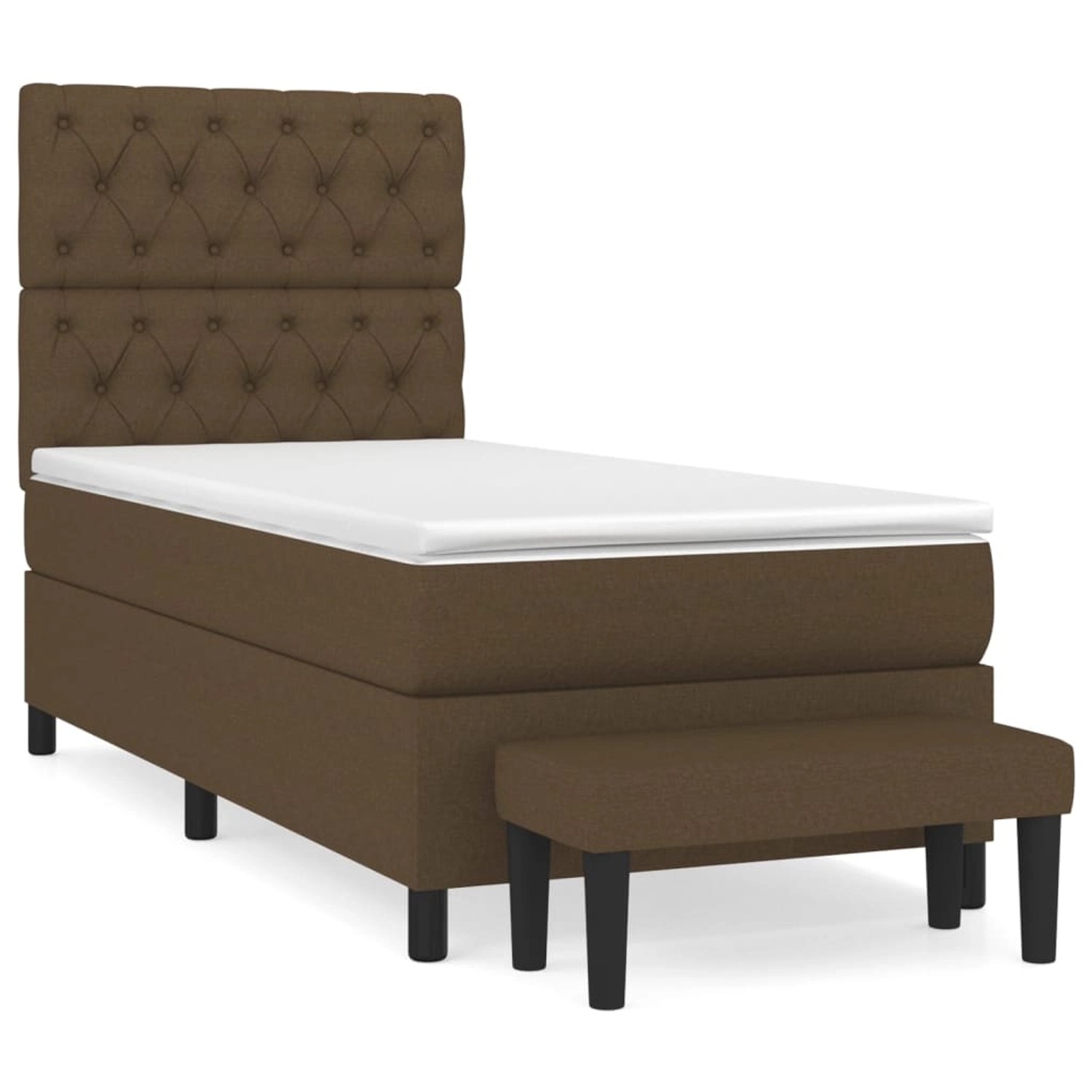 vidaXL Boxspringbett mit Matratze Dunkelbraun 80x200 cm Stoff1358756 von VIDAXL
