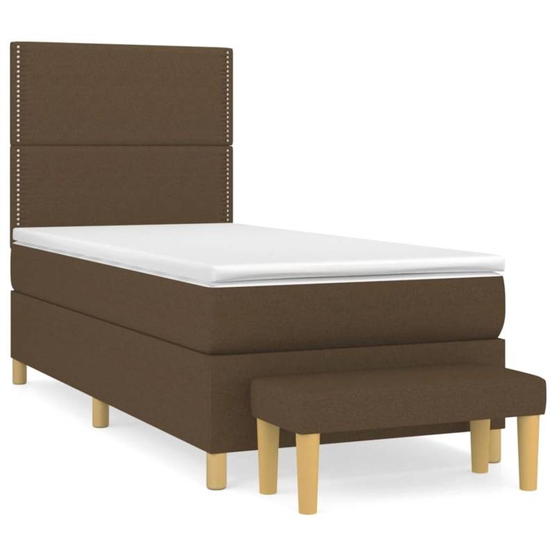 vidaXL Boxspringbett mit Matratze Dunkelbraun 80x200 cm Stoff1393039 von VIDAXL