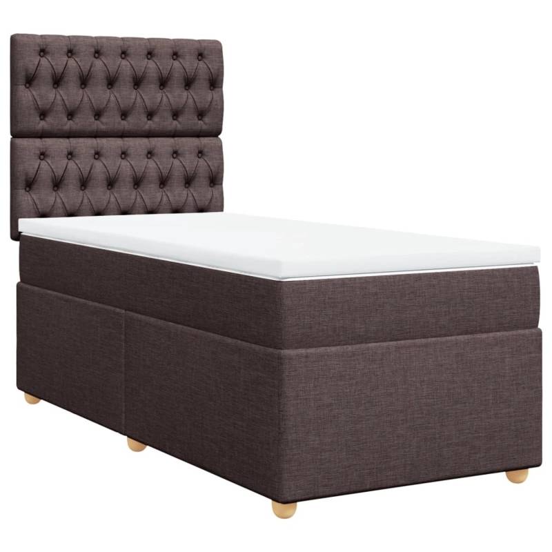vidaXL Boxspringbett mit Matratze Dunkelbraun 90x190 cm Stoff2105638 von VIDAXL