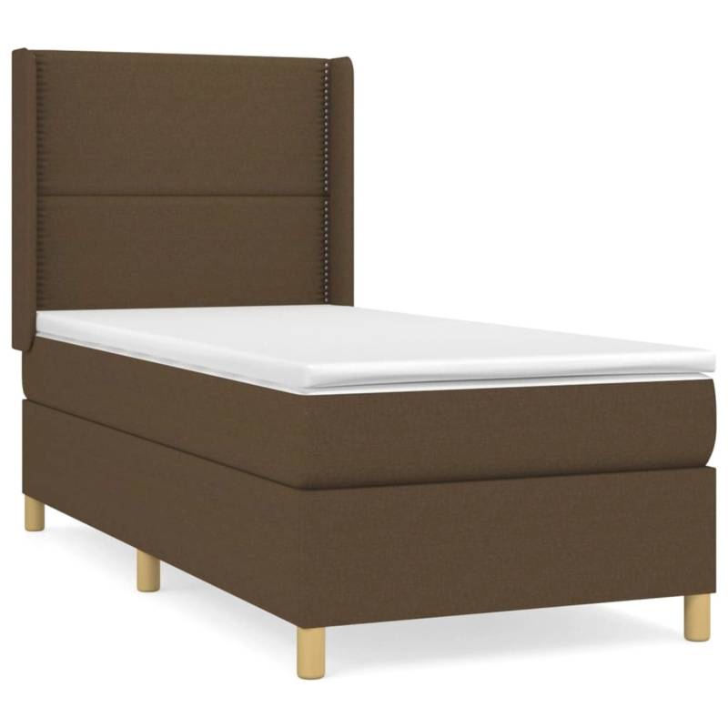 vidaXL Boxspringbett mit Matratze Dunkelbraun 90x200 cm Stoff1377883 von VIDAXL