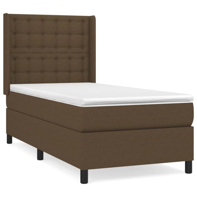 vidaXL Boxspringbett mit Matratze Dunkelbraun 90x200 cm Stoff1468224 von VIDAXL