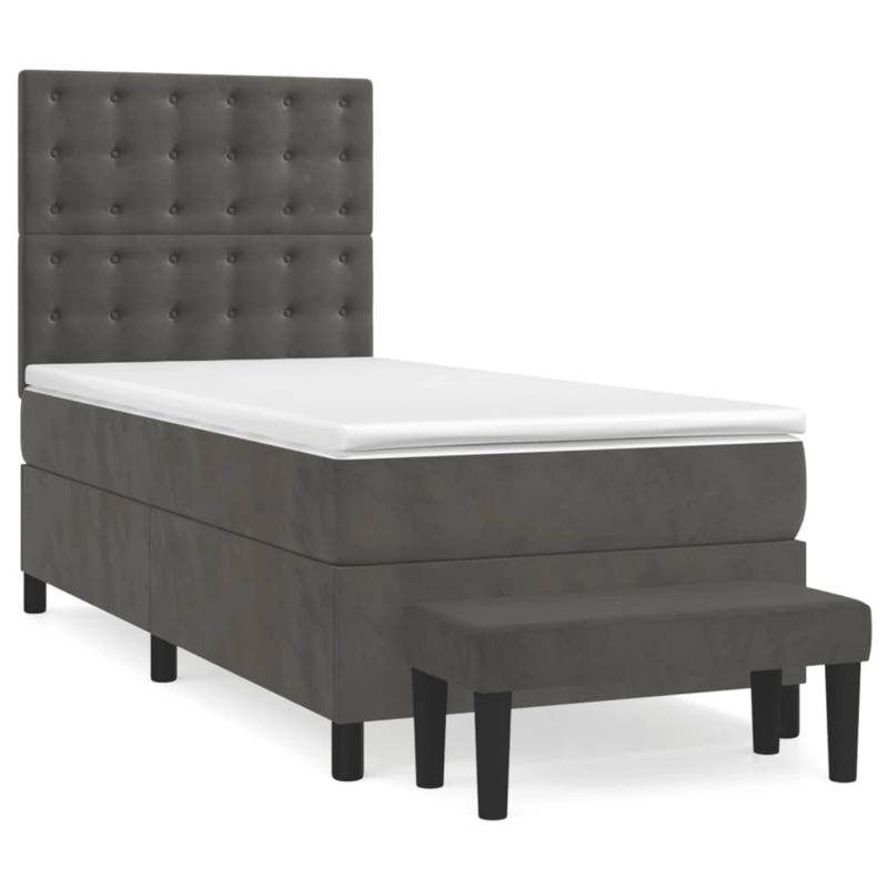 vidaXL Boxspringbett mit Matratze Dunkelgrau 100x200 cm Samt1359511 von VIDAXL