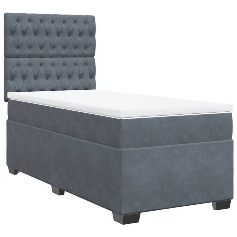 vidaXL Boxspringbett mit Matratze Dunkelgrau 100x200 cm Samt2099319 von VIDAXL