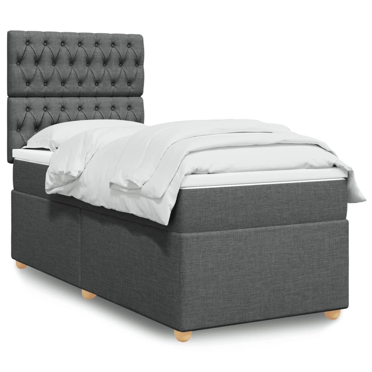 vidaXL Boxspringbett mit Matratze Dunkelgrau 100x200 cm Stoff 3293499 vidaXL Boxspringbett mit Matratze Dunkelgrau 100x200 cm Stoff 3293499 von VIDAXL