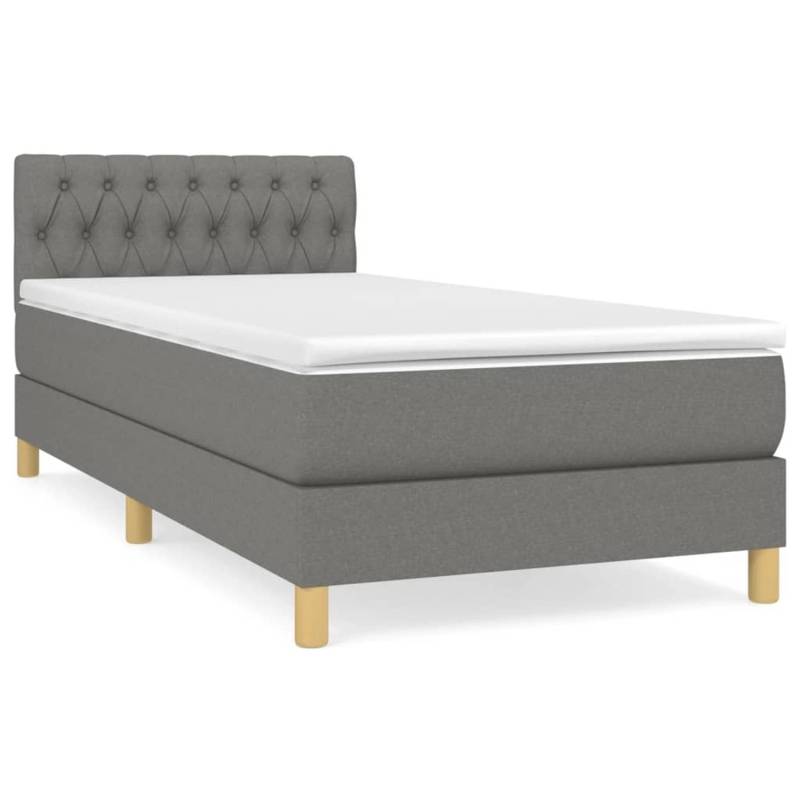 vidaXL Boxspringbett mit Matratze Dunkelgrau 100x200 cm Stoff1389614 von VIDAXL