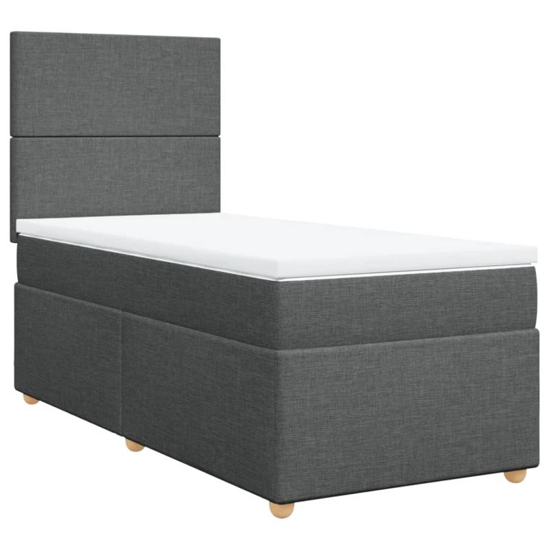 vidaXL Boxspringbett mit Matratze Dunkelgrau 100x200 cm Stoff2105647 von VIDAXL