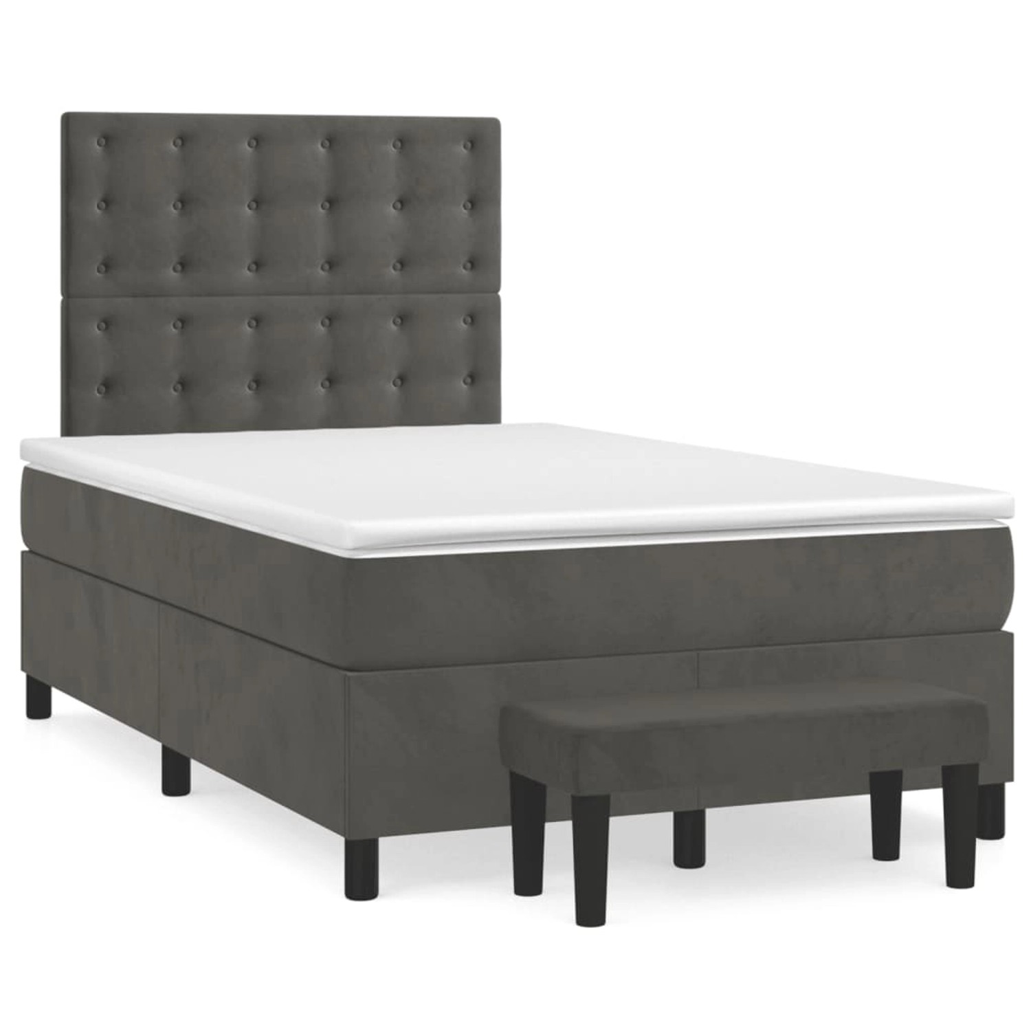 vidaXL Boxspringbett mit Matratze Dunkelgrau 120x200 cm Samt1359515 von VIDAXL