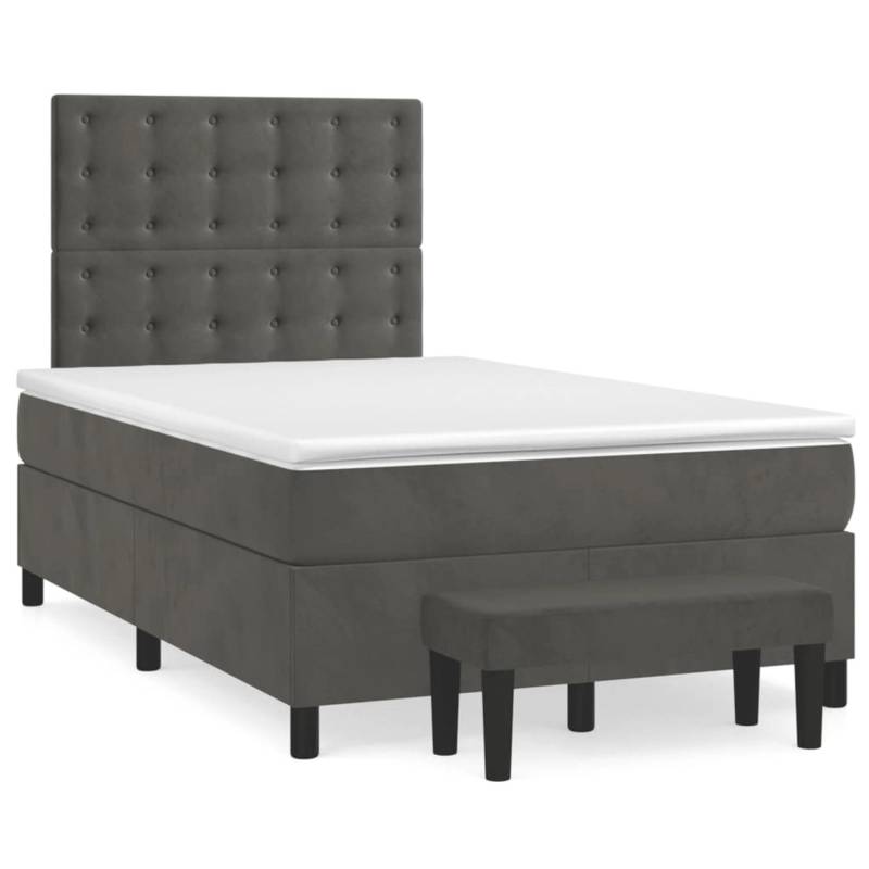 vidaXL Boxspringbett mit Matratze Dunkelgrau 120x200 cm Samt1359515 von VIDAXL