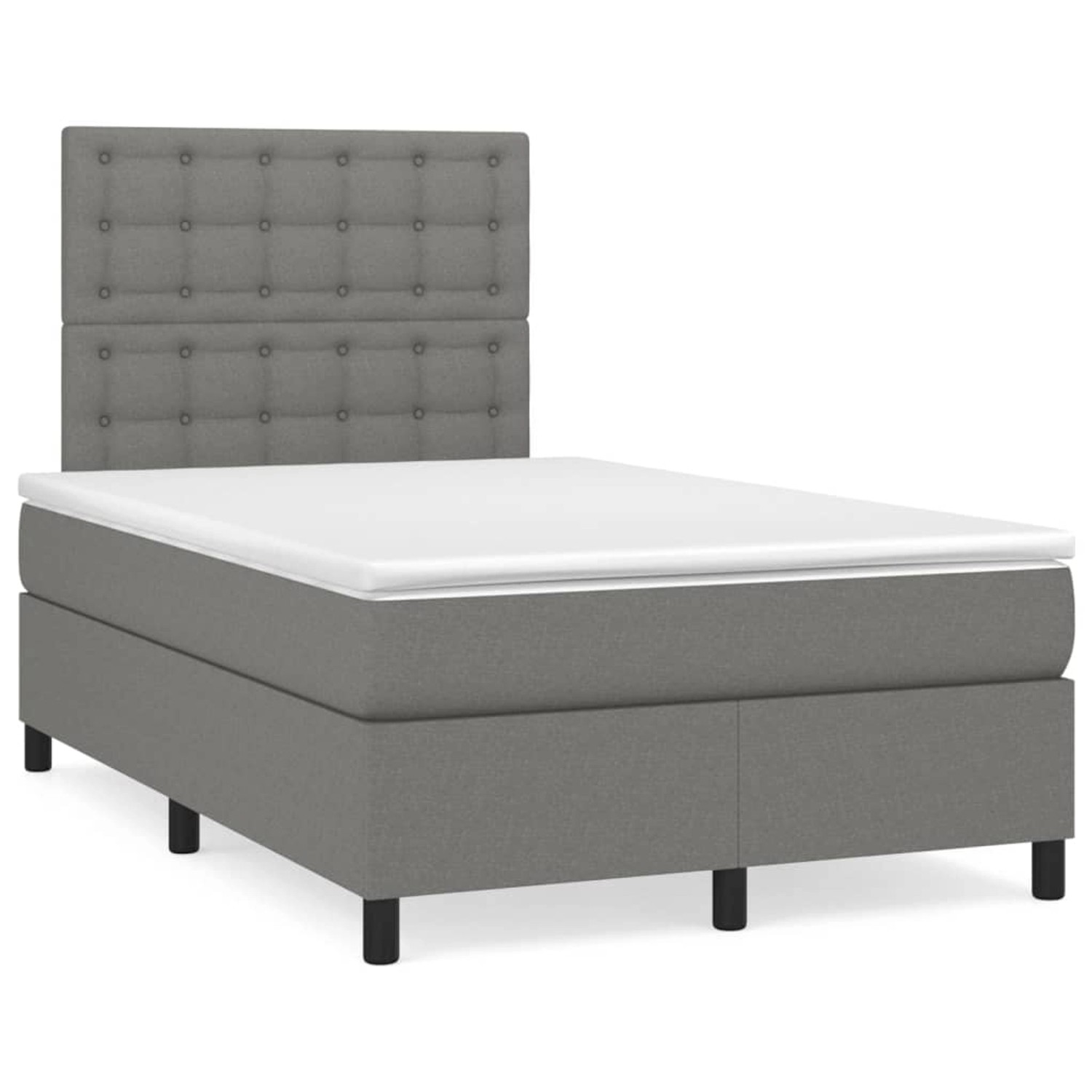 vidaXL Boxspringbett mit Matratze Dunkelgrau 120x200 cm Stoff1398502 von VIDAXL