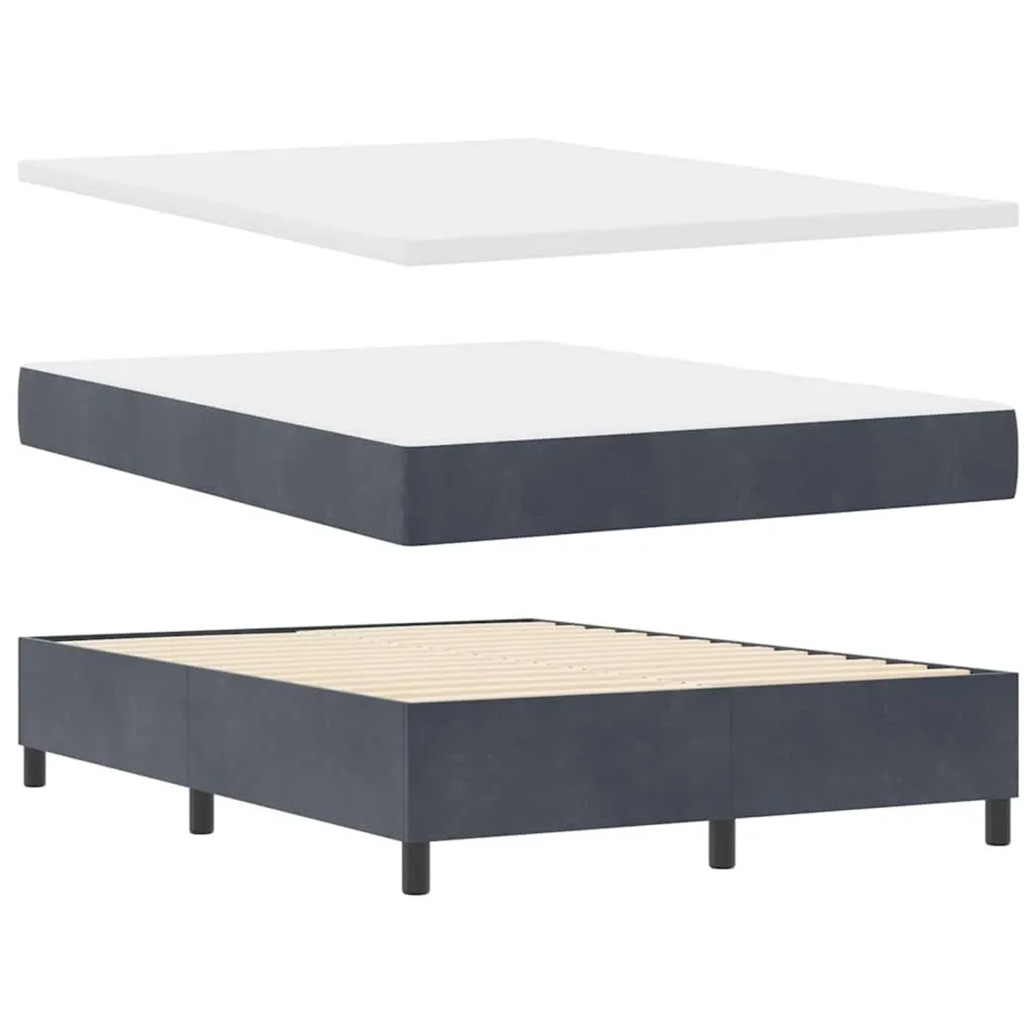 vidaXL Boxspringbett mit Matratze Dunkelgrau 140 x 200 cm Samt 3344451 vidaXL Boxspringbett mit Matratze Dunkelgrau 140 x 200 cm Samt 3344451 von VIDAXL
