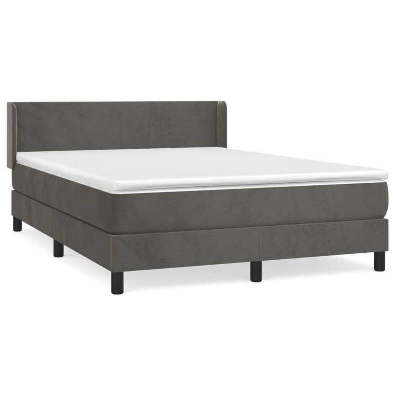 vidaXL Boxspringbett mit Matratze Dunkelgrau 140x190 cm Samt1396991 von VIDAXL