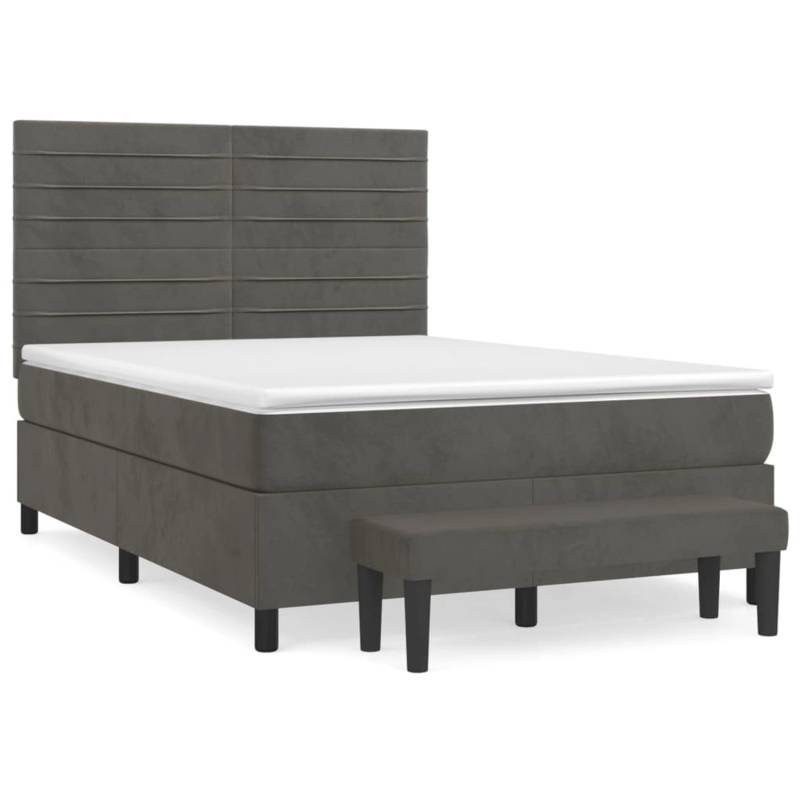vidaXL Boxspringbett mit Matratze Dunkelgrau 140x190 cm Samt1399833 von VIDAXL