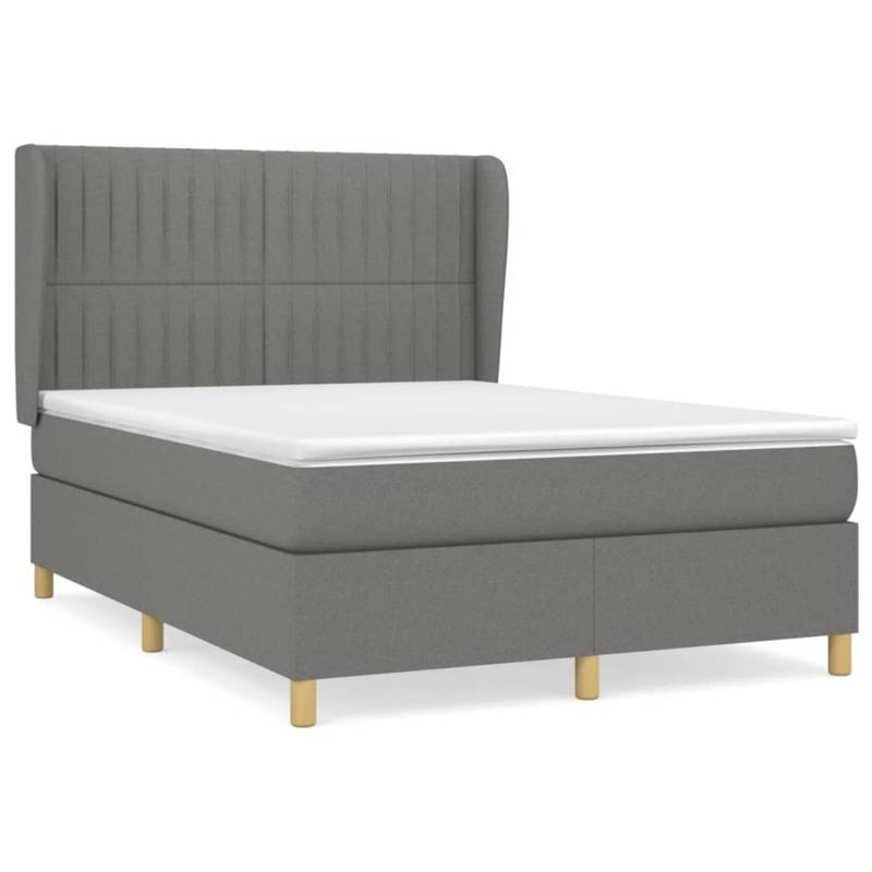 vidaXL Boxspringbett mit Matratze Dunkelgrau 140x190 cm Stoff1387555 von VIDAXL