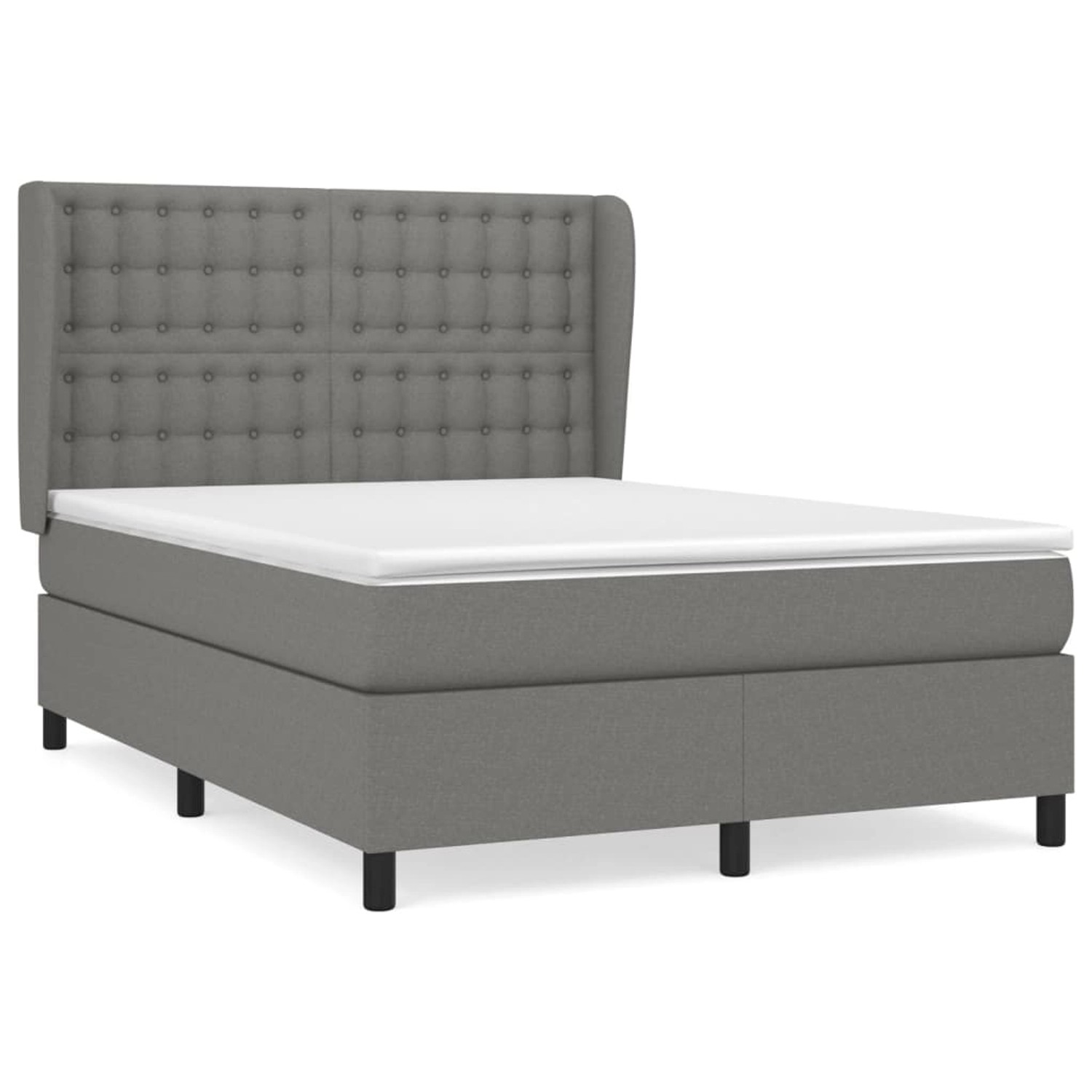vidaXL Boxspringbett mit Matratze Dunkelgrau 140x190 cm Stoff1389368 von VIDAXL