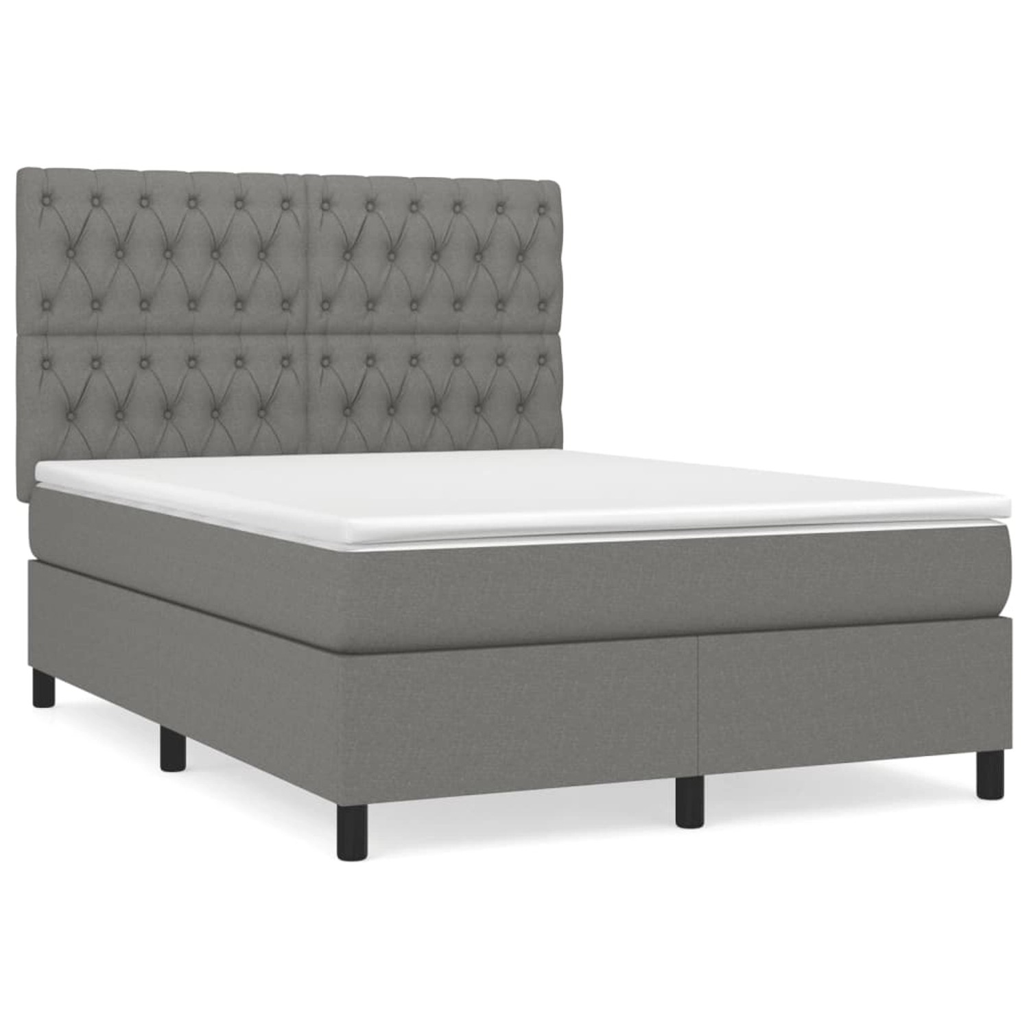 vidaXL Boxspringbett mit Matratze Dunkelgrau 140x190 cm Stoff1397910 von VIDAXL