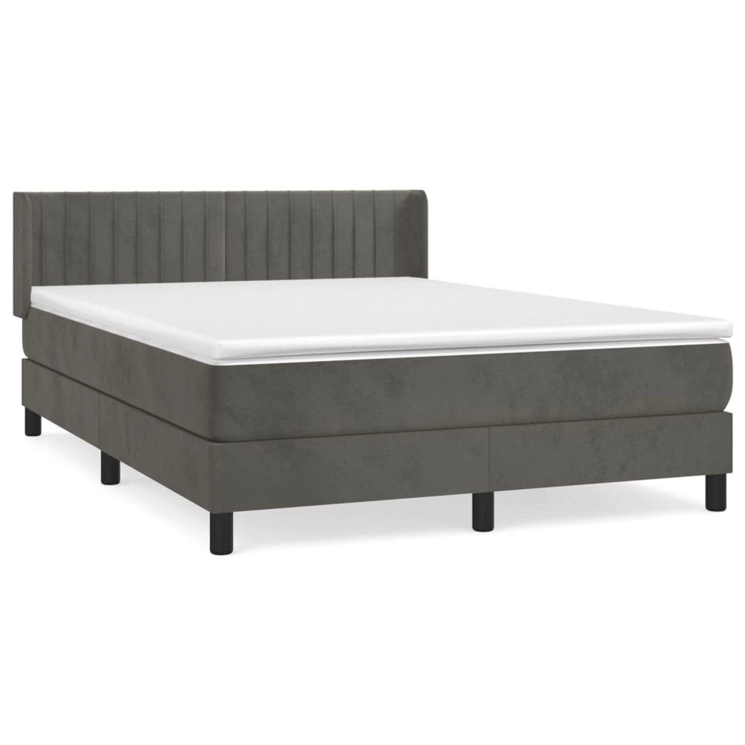 vidaXL Boxspringbett mit Matratze Dunkelgrau 140x200 cm Samt1376753 von VIDAXL