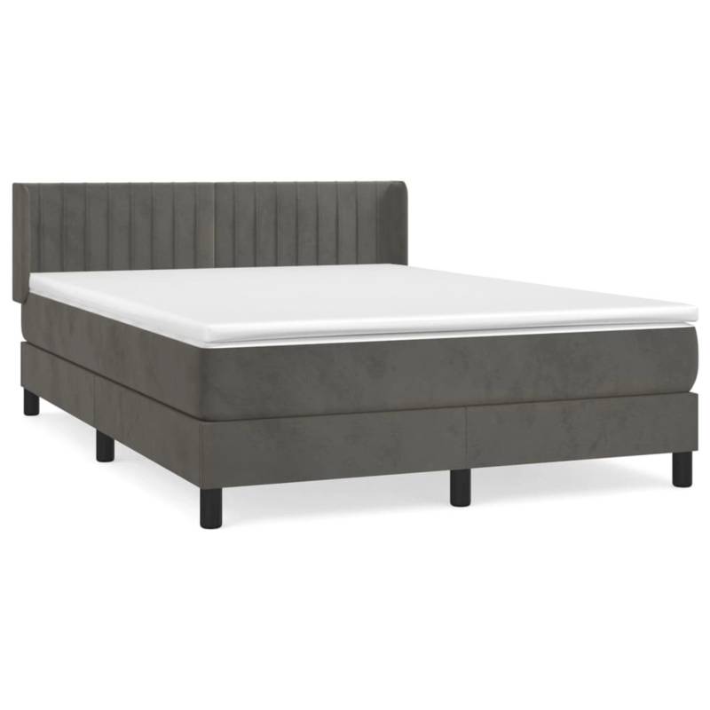 vidaXL Boxspringbett mit Matratze Dunkelgrau 140x200 cm Samt1376753 von VIDAXL