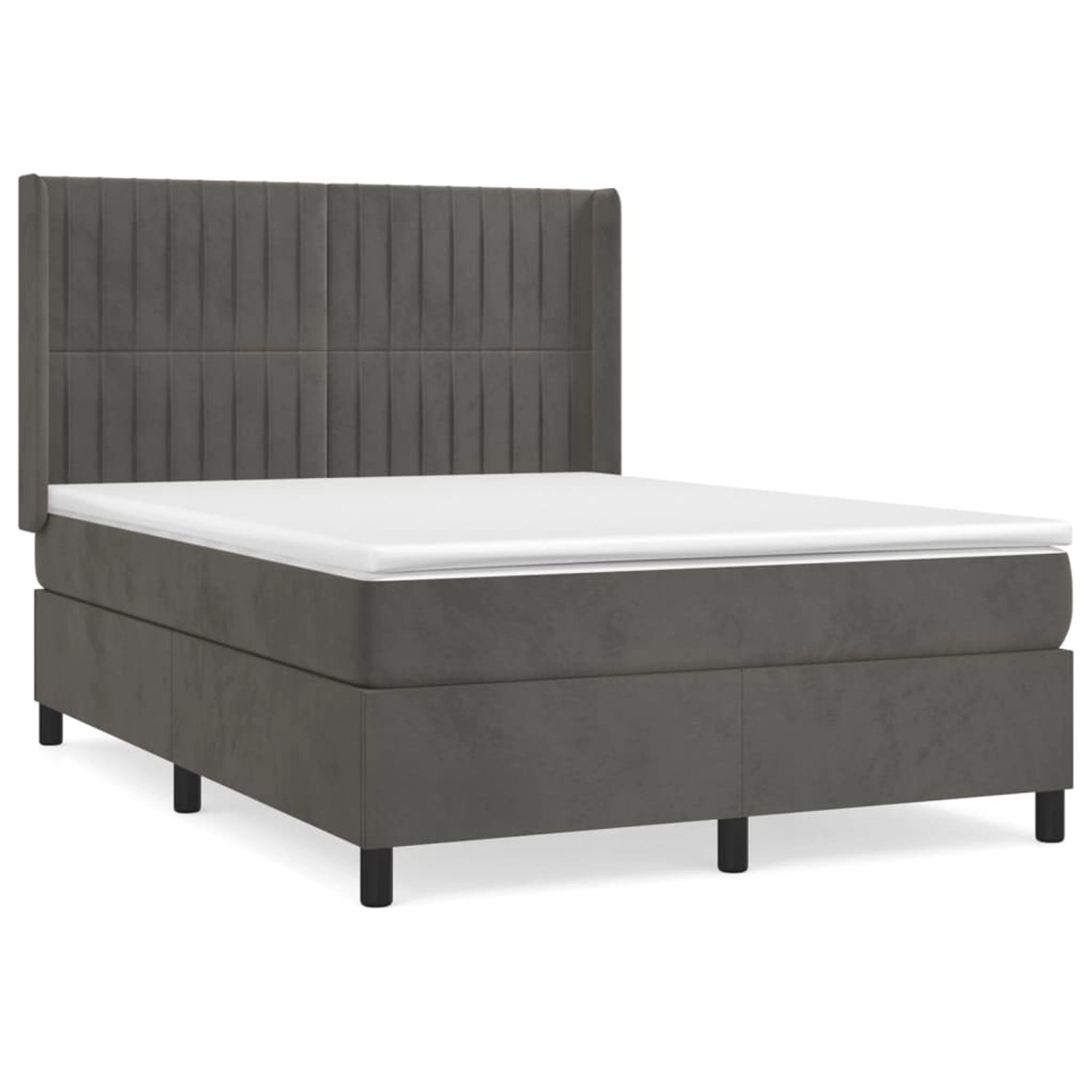 vidaXL Boxspringbett mit Matratze Dunkelgrau 140x200 cm Samt1396355 von VIDAXL
