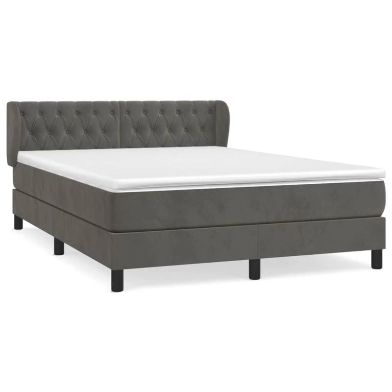 vidaXL Boxspringbett mit Matratze Dunkelgrau 140x200 cm Samt1469800 von VIDAXL