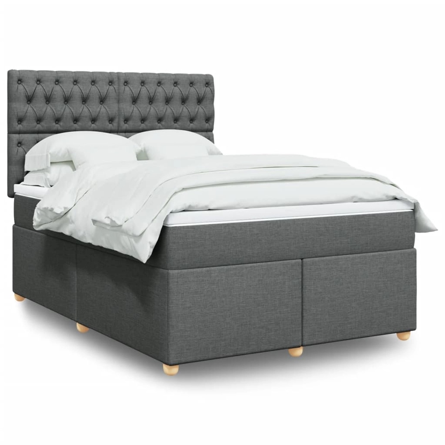 vidaXL Boxspringbett mit Matratze Dunkelgrau 140x200 cm Stoff 3293611 vidaXL Boxspringbett mit Matratze Dunkelgrau 140x200 cm Stoff 3293611 von VIDAXL