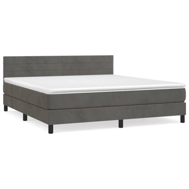 vidaXL Boxspringbett mit Matratze Dunkelgrau 160x200 cm Samt1348886 von VIDAXL