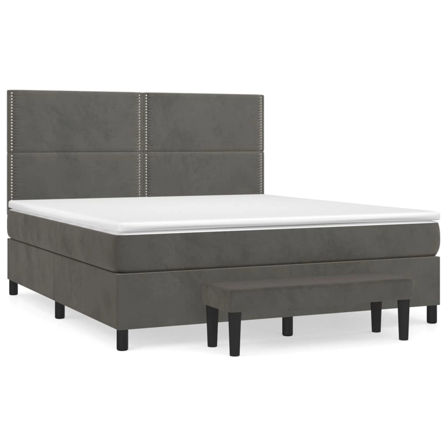 vidaXL Boxspringbett mit Matratze Dunkelgrau 160x200 cm Samt1350444 von VIDAXL