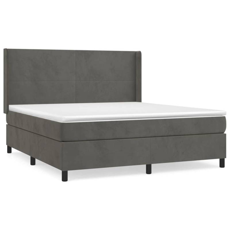 vidaXL Boxspringbett mit Matratze Dunkelgrau 160x200 cm Samt1378542 von VIDAXL