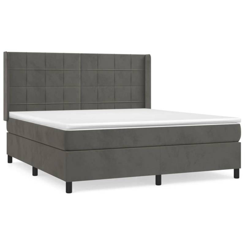 vidaXL Boxspringbett mit Matratze Dunkelgrau 160x200 cm Samt1378647 von VIDAXL