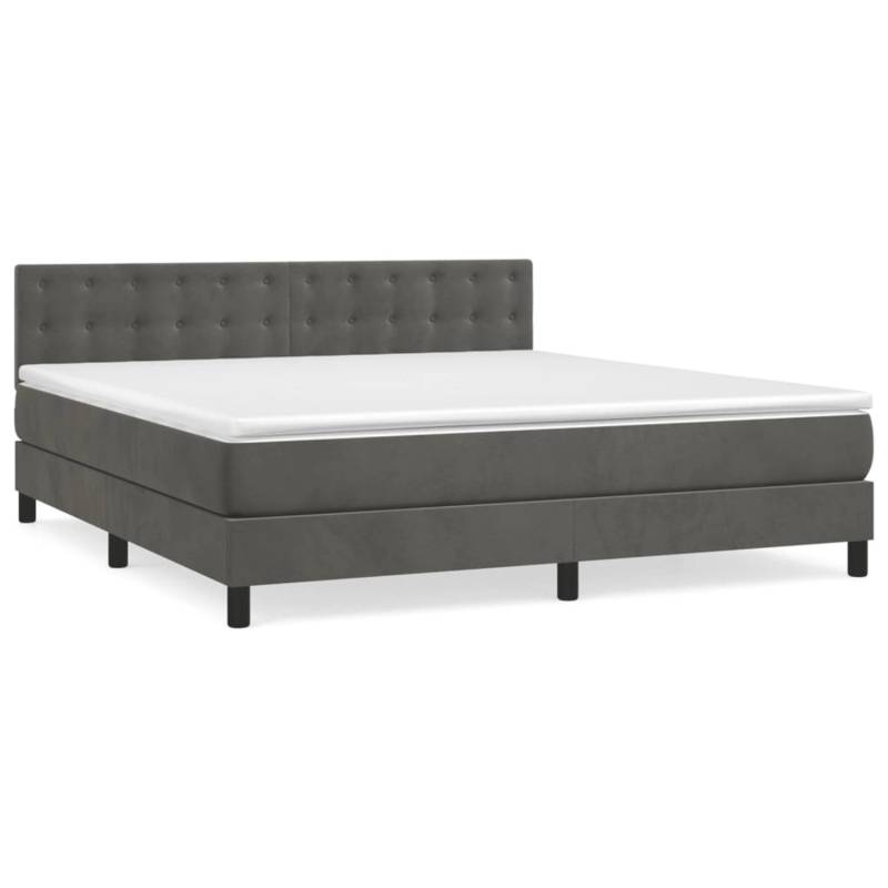 vidaXL Boxspringbett mit Matratze Dunkelgrau 160x200 cm Samt1397487 von VIDAXL