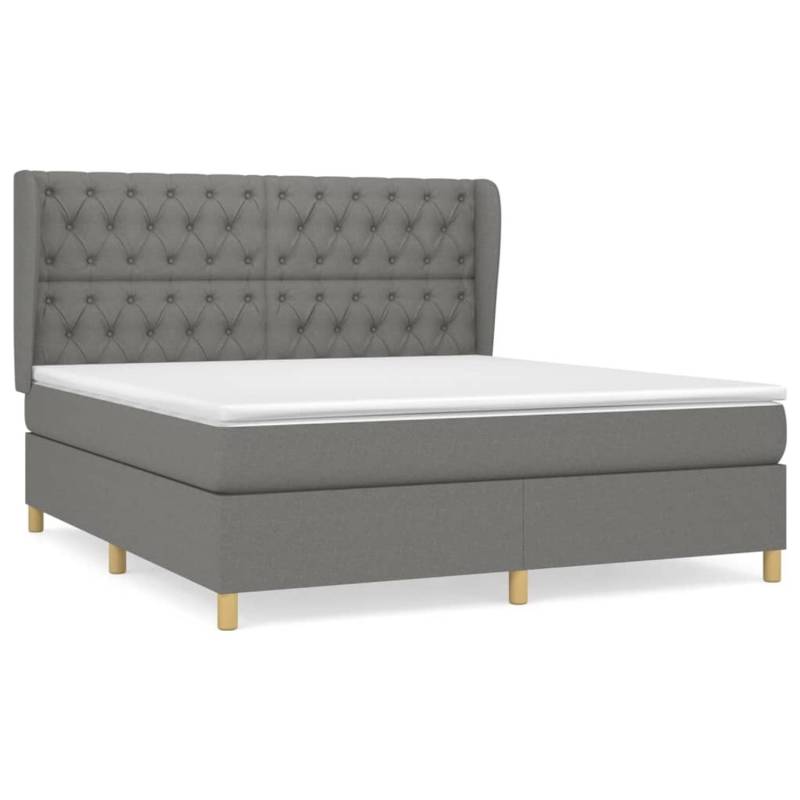 vidaXL Boxspringbett mit Matratze Dunkelgrau 160x200 cm Stoff1372665 von VIDAXL