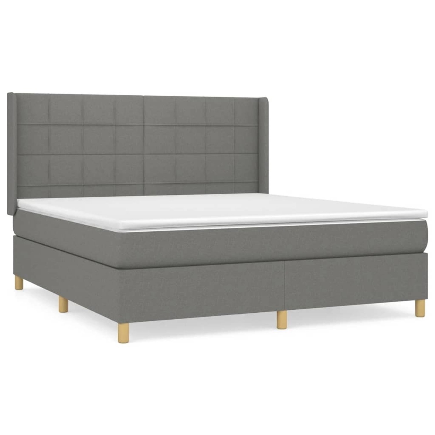vidaXL Boxspringbett mit Matratze Dunkelgrau 160x200 cm Stoff1395242 von VIDAXL