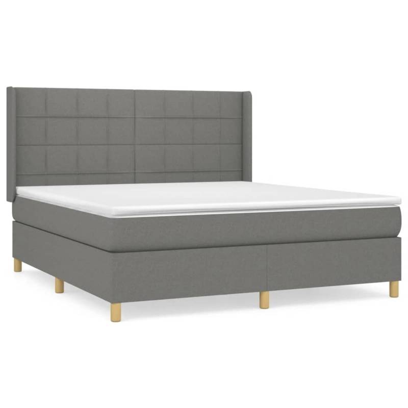 vidaXL Boxspringbett mit Matratze Dunkelgrau 160x200 cm Stoff1395242 von VIDAXL