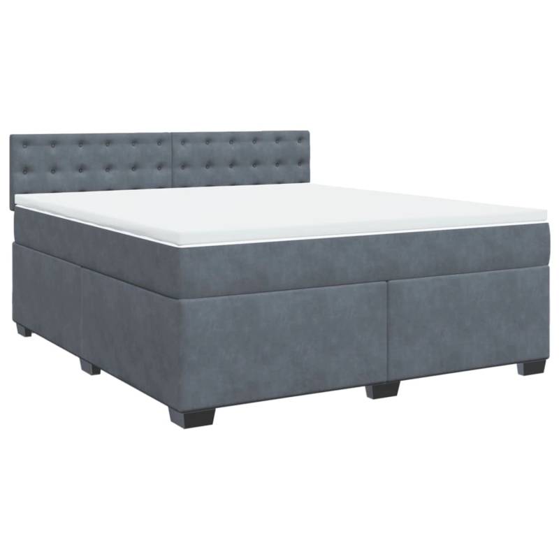 vidaXL Boxspringbett mit Matratze Dunkelgrau 180x200 cm Samt2099708 von VIDAXL