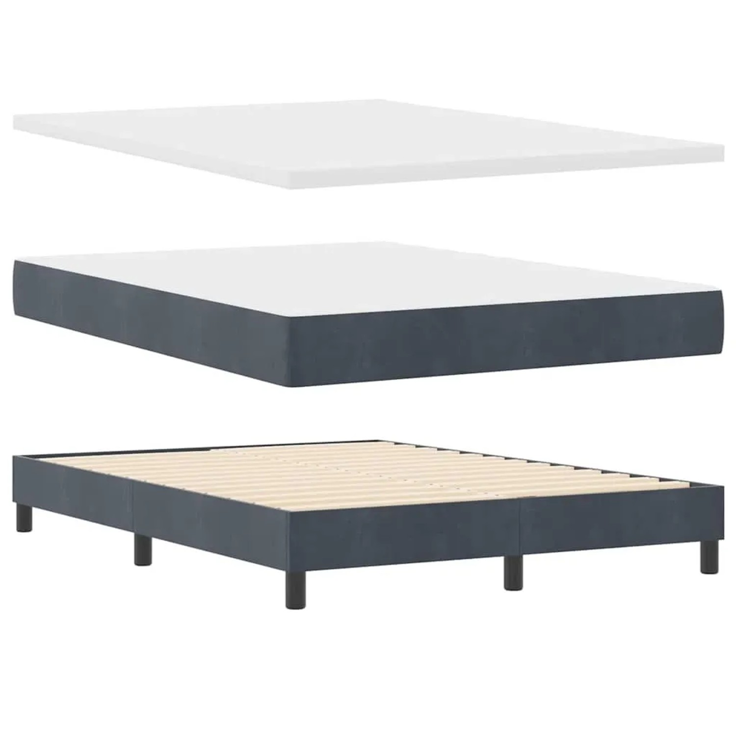 vidaXL Boxspringbett mit Matratze Dunkelgrau 200 x 140 cm Polyester 3341415 vidaXL Boxspringbett mit Matratze Dunkelgrau 200 x 140 cm Polyester 3341415 von VIDAXL